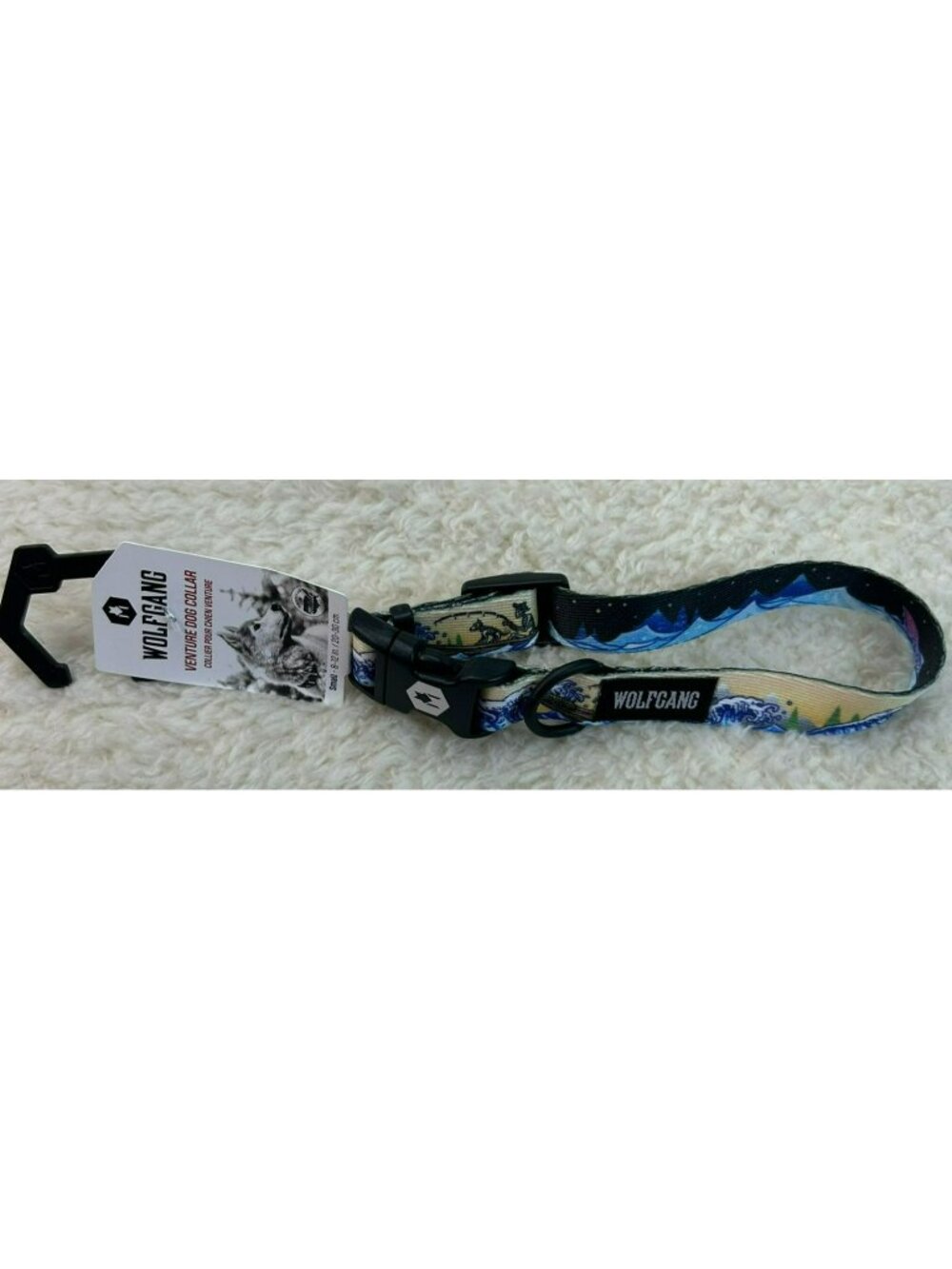 Wolfgang Small Adjustable Dog Collar Multicolor Nylon Surf Wave Pattern New With - Picture 2 of 5